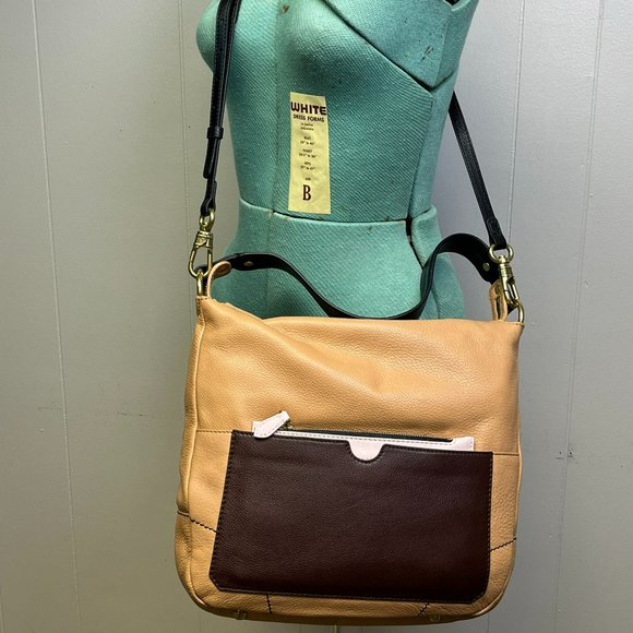 orYANY Adele Pebbled Leather Colorblock Crossbody Shoulder Bag + Clutch NWOT